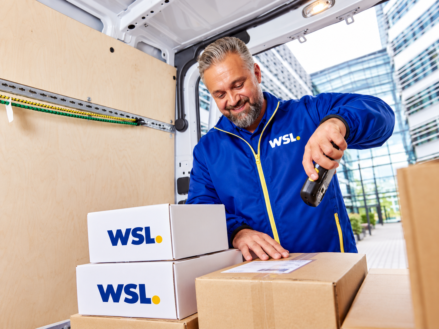 Equipo WSL identificando un paquete antes del reparto